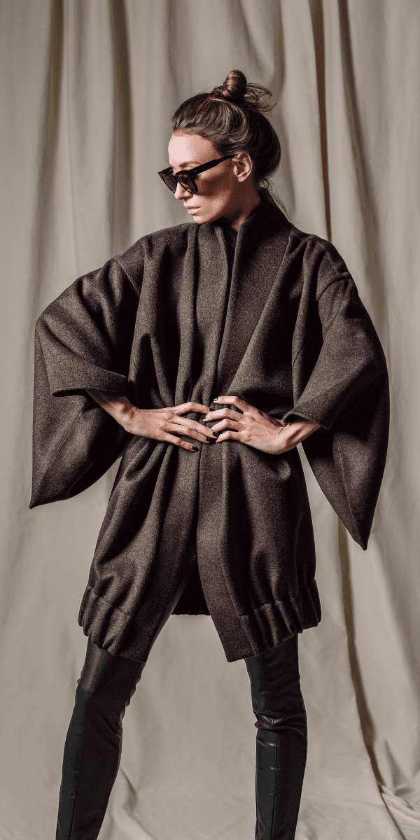 kimono wool jacket brown